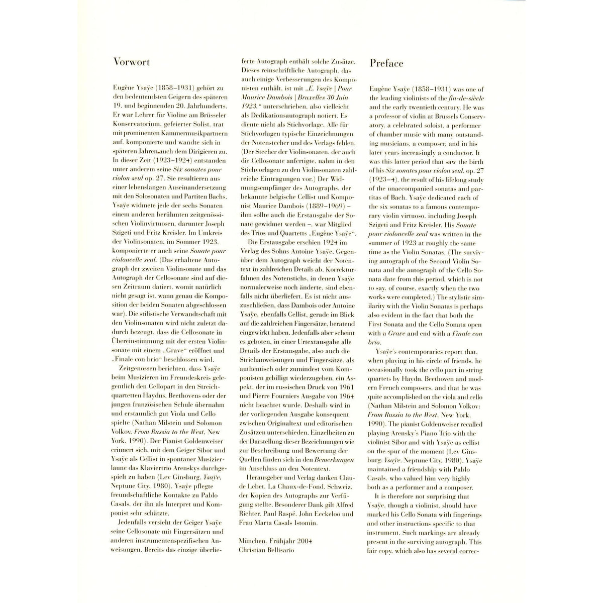 Ysaÿe, Eugène - Sonata for Solo Cello, Op 28 URTEXT Published by G Henle Verlag