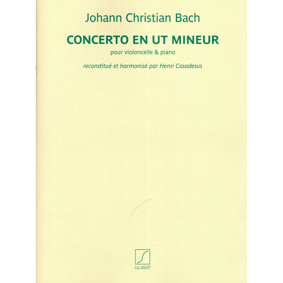 Bach, Johann Christian - Concerto in c minor - Cello and Piano - edited by Henri Casadesus and Maurice Maréchal - Editions Salabert
