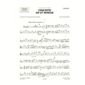 Bach, Johann Christian - Concerto in c minor - Cello and Piano - edited by Henri Casadesus and Maurice Maréchal - Editions Salabert