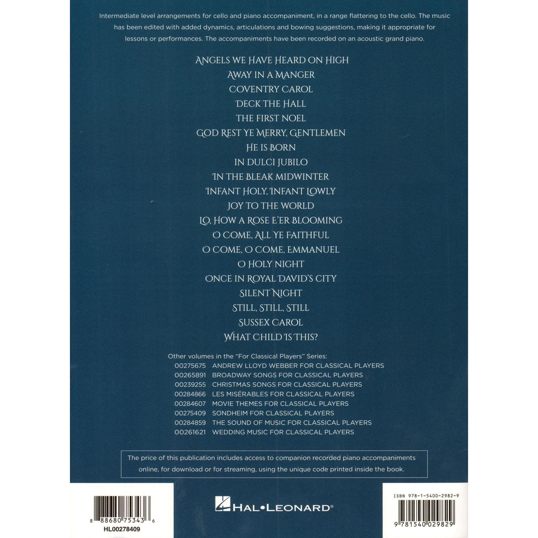 Favorite Christmas Carols - Cello and Piano - Book/Online Audio - Hal Leonard Edition