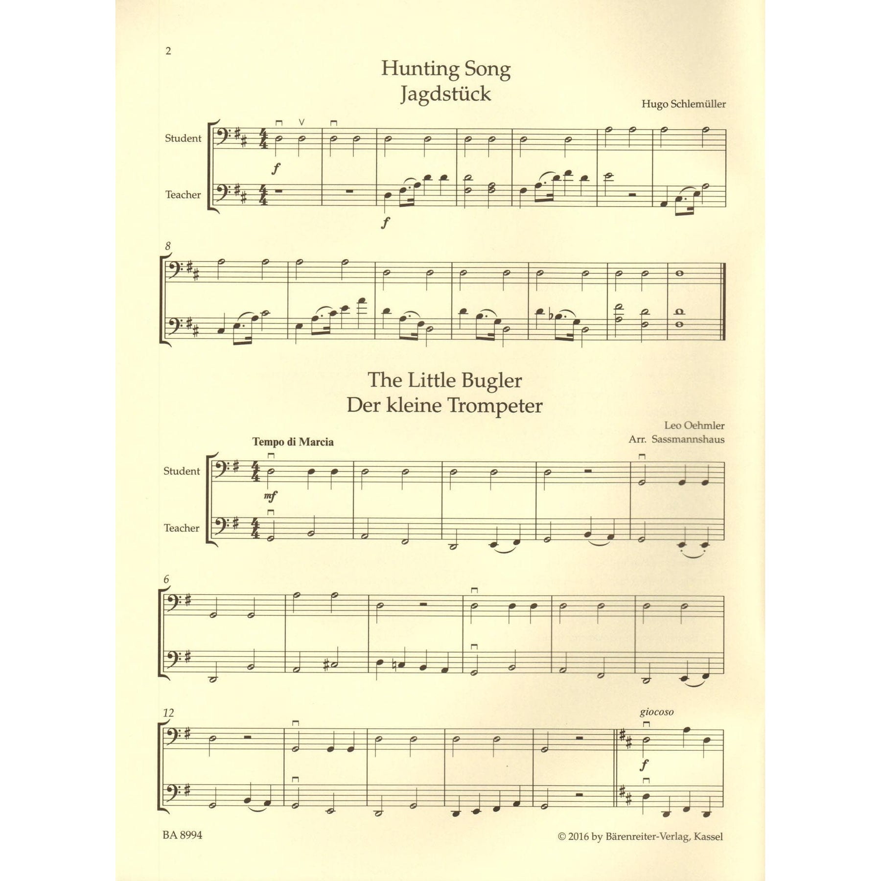 The Sassmannshaus Tradition - Cello Recital Album Volume 1 - 18 Recital Pieces in First Position - for Cello and Piano (or Two Celli) - published by Barenreiter