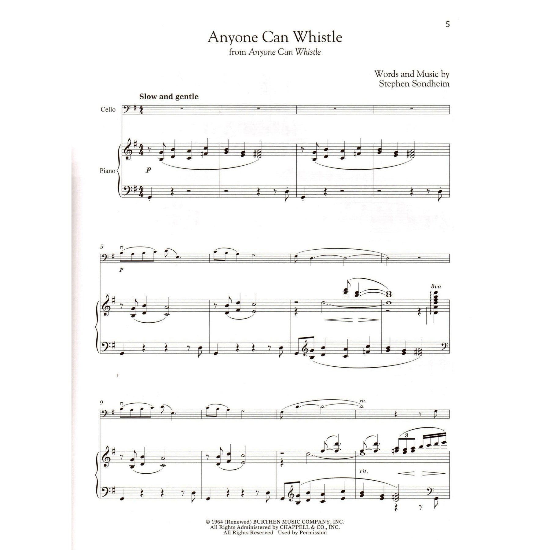 Sondheim for Classical Players - Cello and Piano - with Online Audio Accompaniment/Sheet Music - Hal Leonard