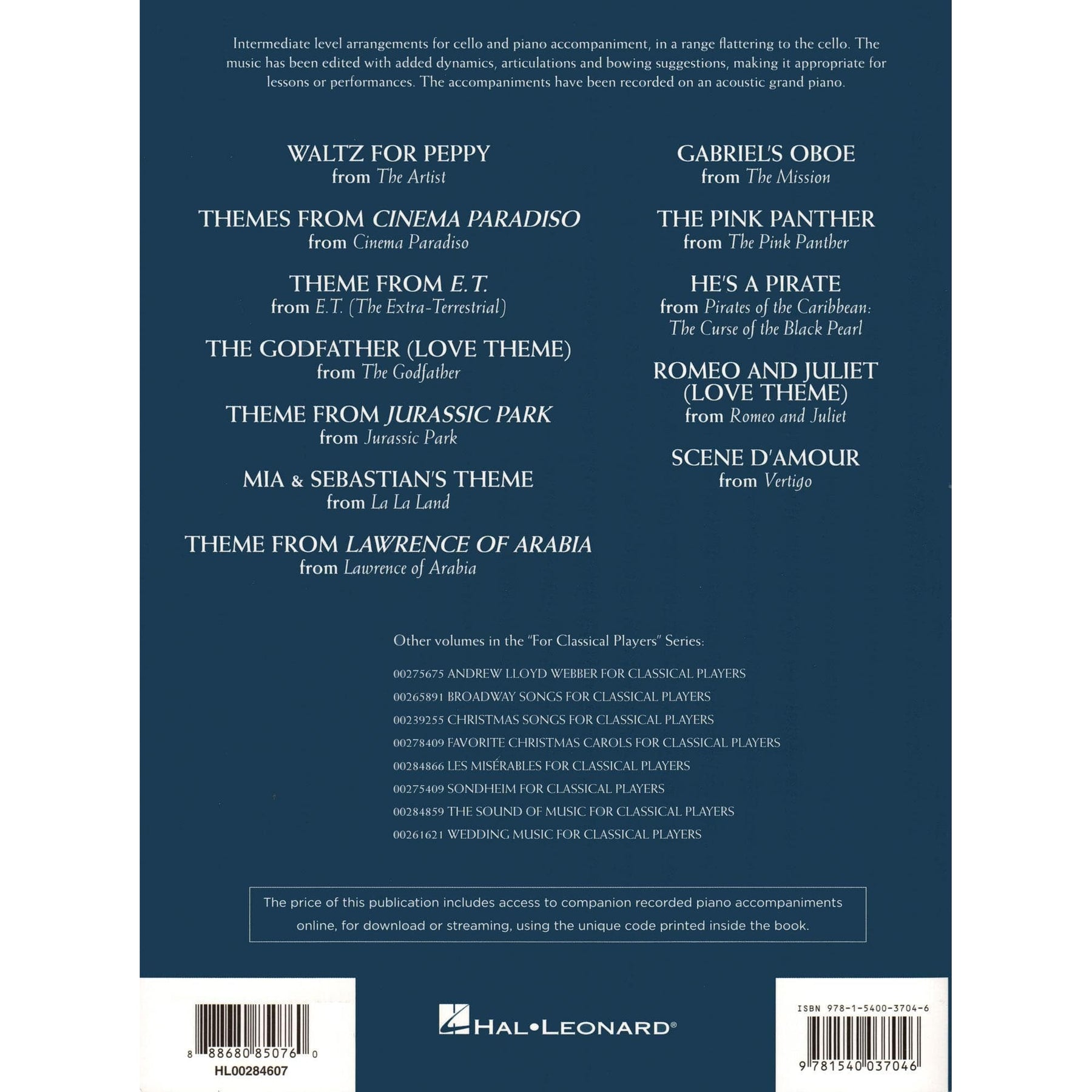 Movie Themes for Classical Players - Cello and Piano - with Online Audio Accompaniment/Sheet Music - Hal Leonard
