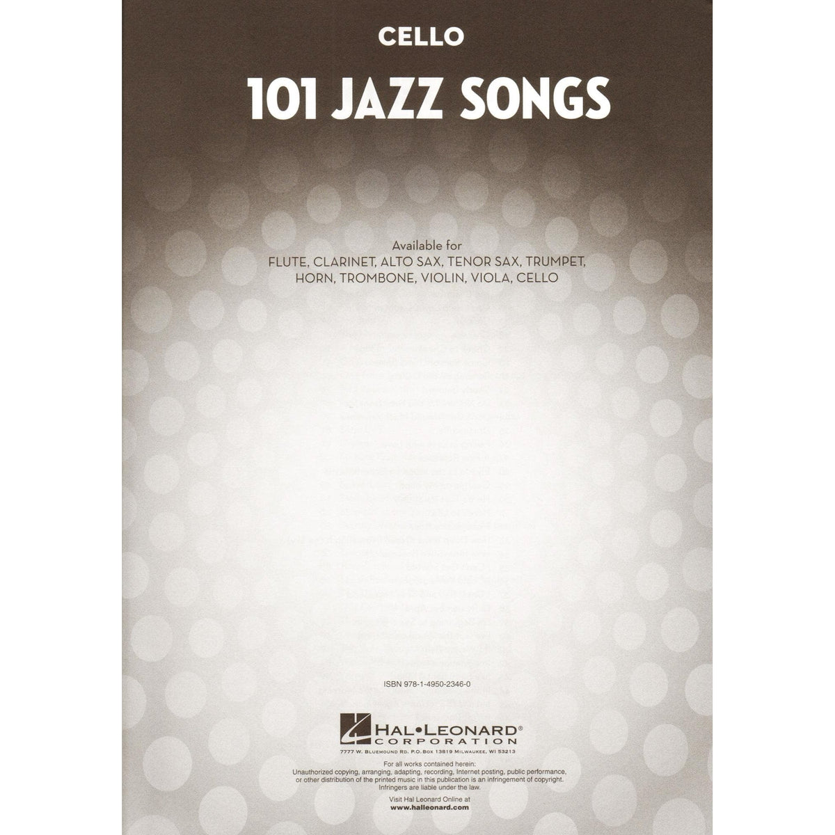 101 Jazz Songs for Cello
