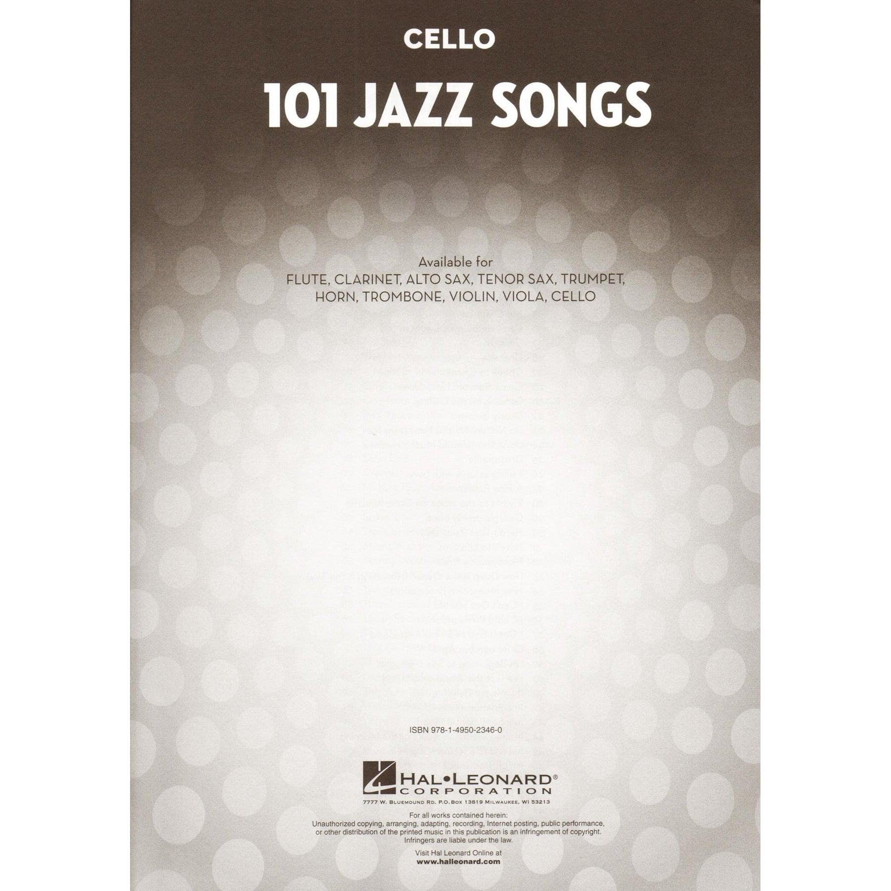 101 Jazz Songs for Cello