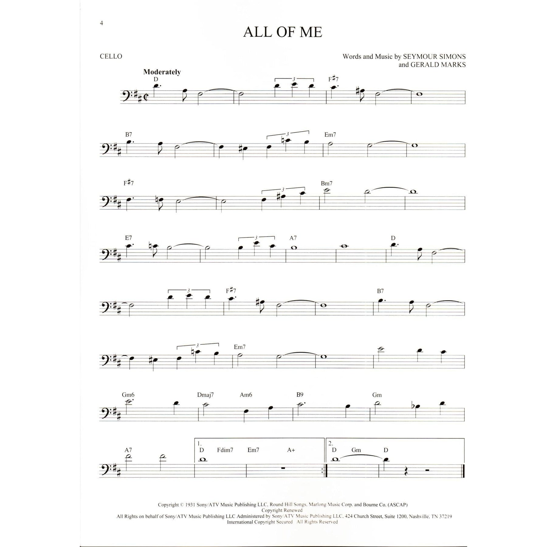 101 Jazz Songs for Cello