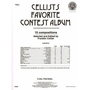 Cellist's Favorite Contest Album - Book and MP3 Audio - Edited by Collier - Fischer Edition