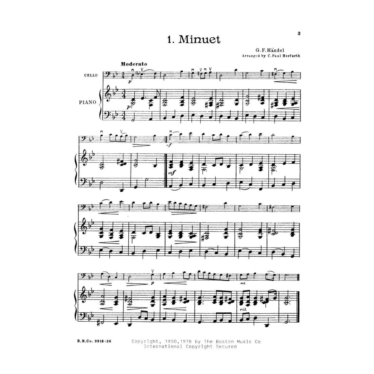 Classical Album of Early Grade Pieces - Cello and Piano - arranged by C Paul Herfurth - Boston Music Co
