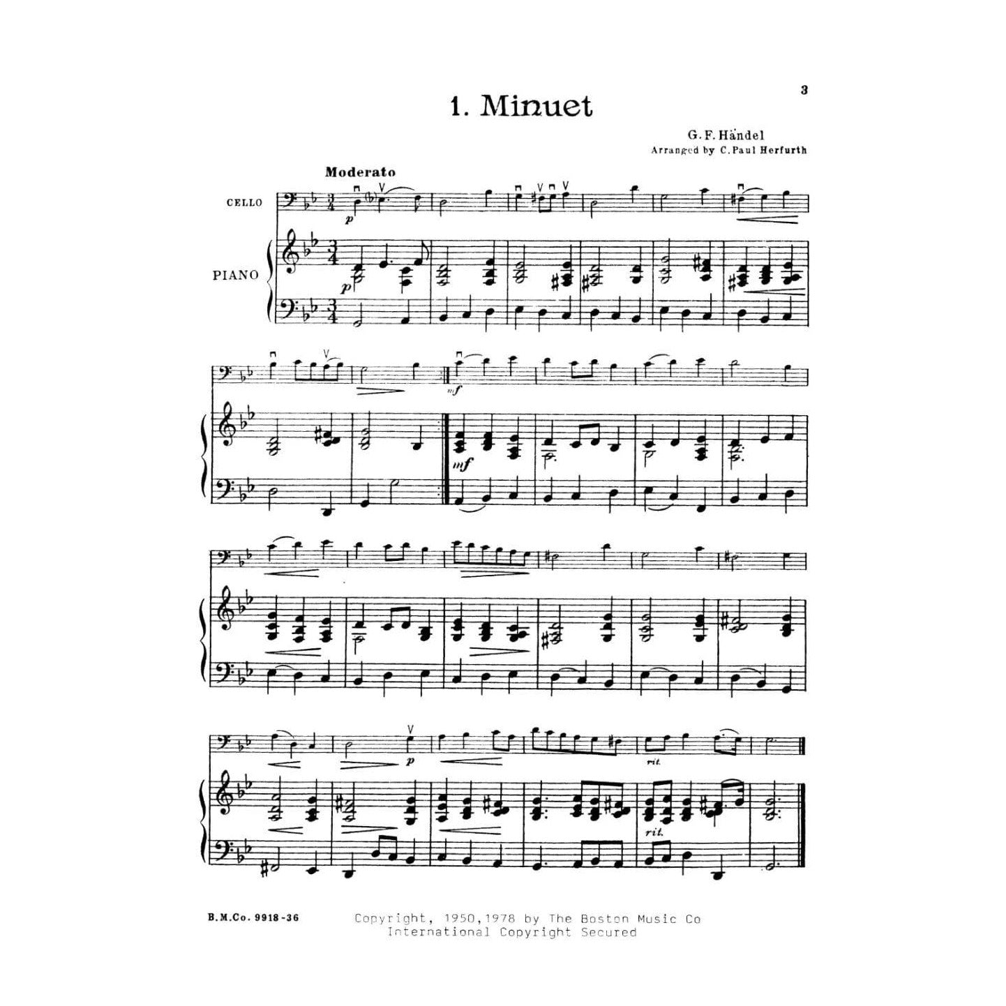 Classical Album of Early Grade Pieces - Cello and Piano - arranged by C Paul Herfurth - Boston Music Co