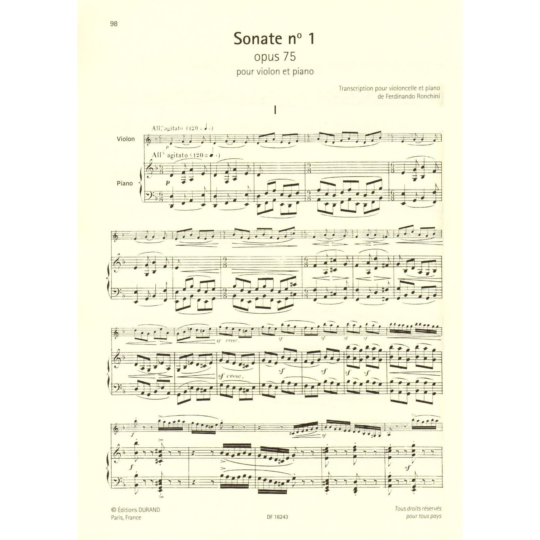 Saint-Saens, Camille - Collection for Cello: Volume II - Three Sonatas (opus 32, 123, 75) - for Cello and Piano - Durand