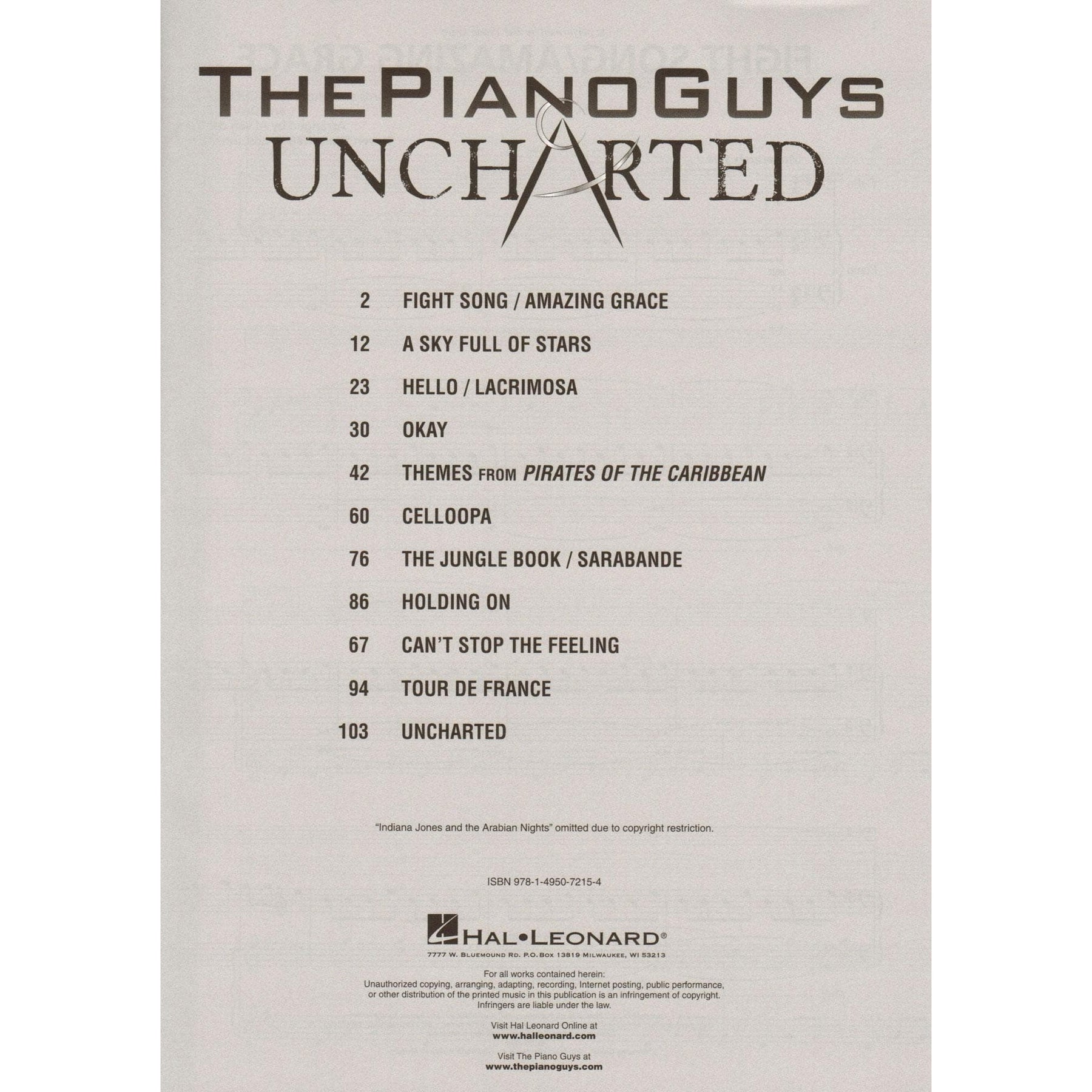 The Piano Guys: Uncharted - for Solo Piano with Optional Cello - Hal Leonard