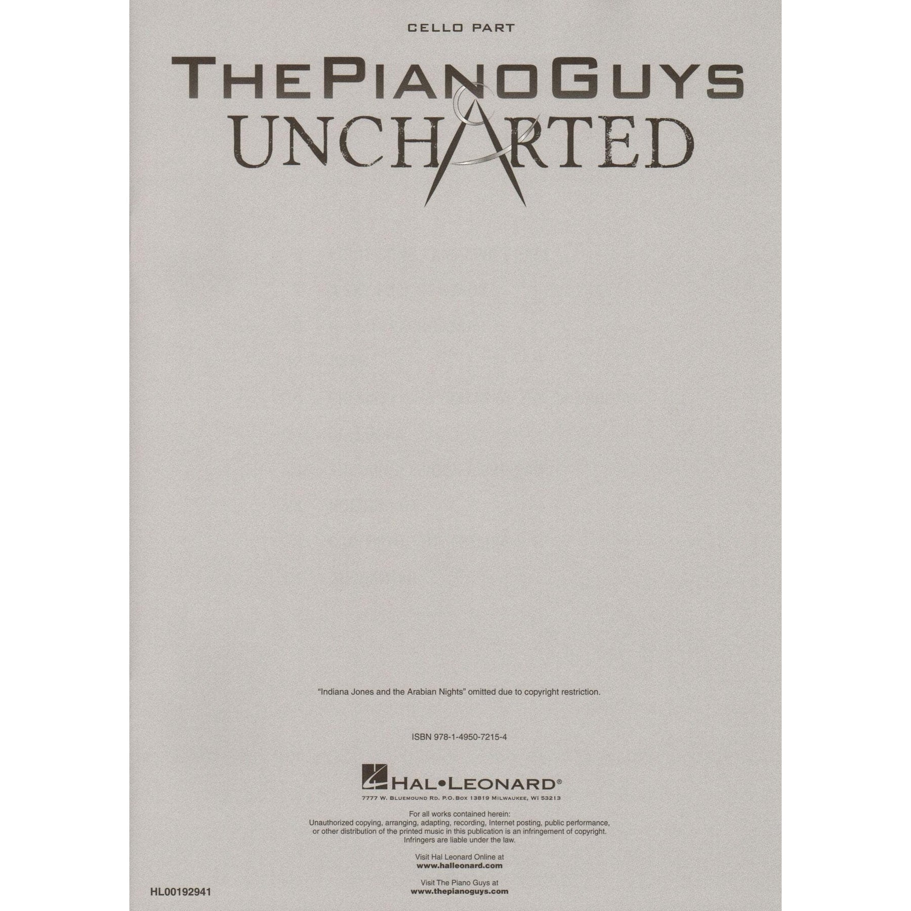 The Piano Guys: Uncharted - for Solo Piano with Optional Cello - Hal Leonard