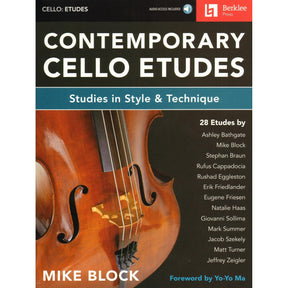 Contemporary Cello Etudes: Studies in Style and Technique by Mike Block- for Cello with Online Audio - Berklee Press