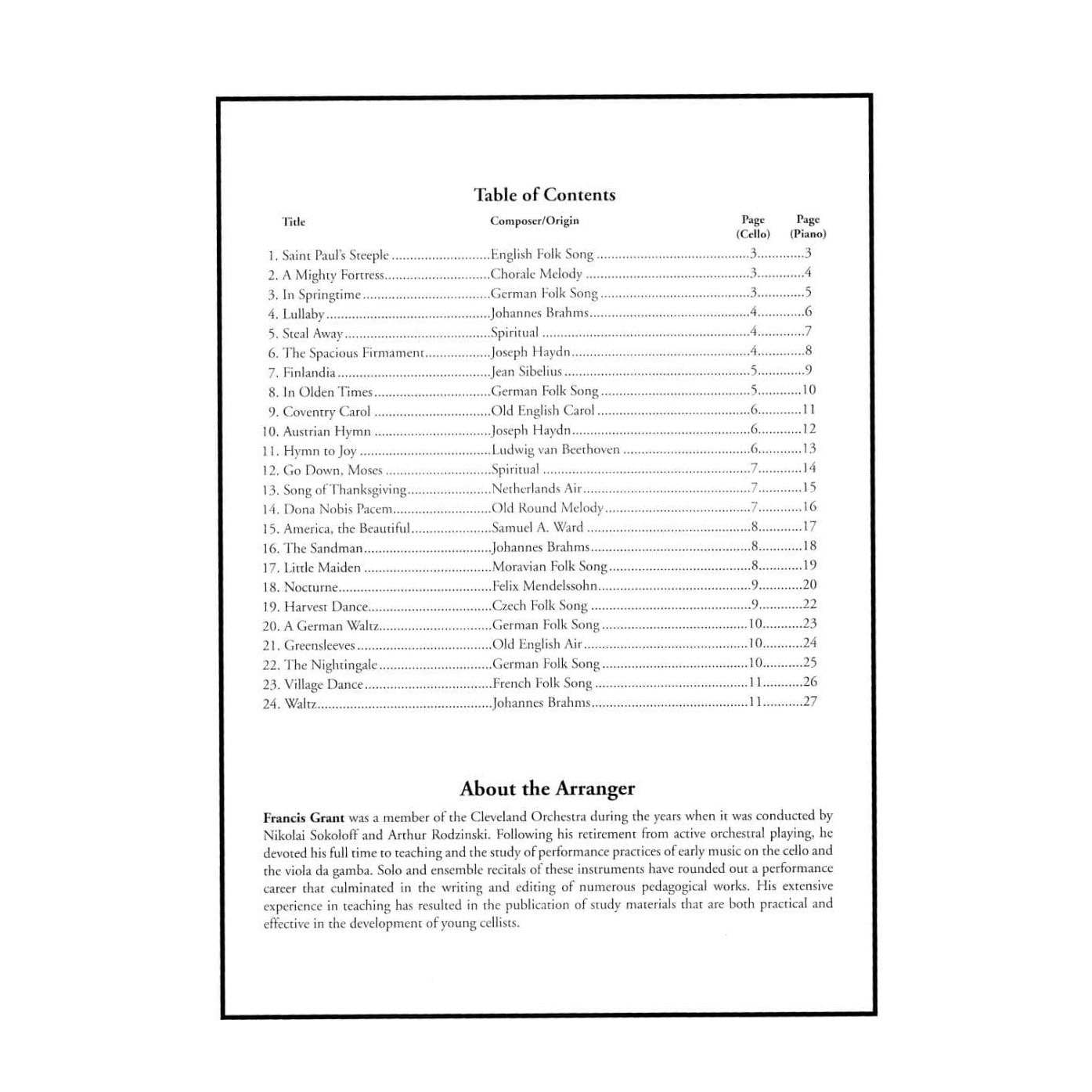 Easy Solos in the First Position - Cello and Piano - edited by Francis Grant - Ludwig Music Publishing