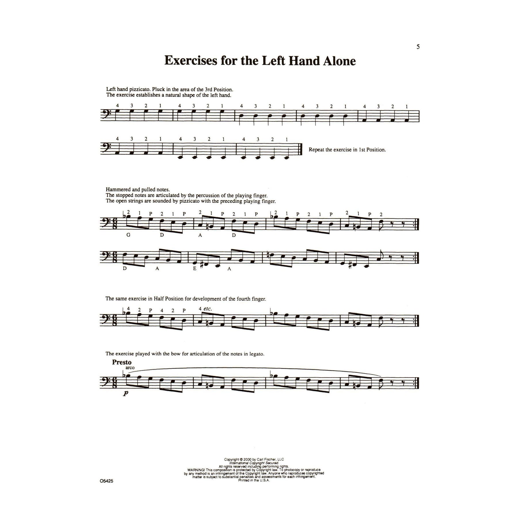 Vance - Vade Mecum For the Double Bass Published by Carl Fischer