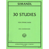 Simandl - 30 Studies For the Development of Tone For Bass Published by International Music Company