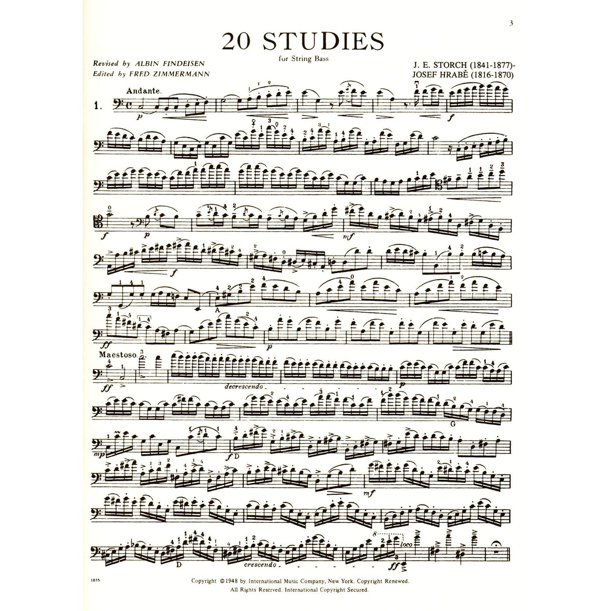 Storch/Hrabe - 57 Studies, Volume 2 For Bass Published by International Music Company