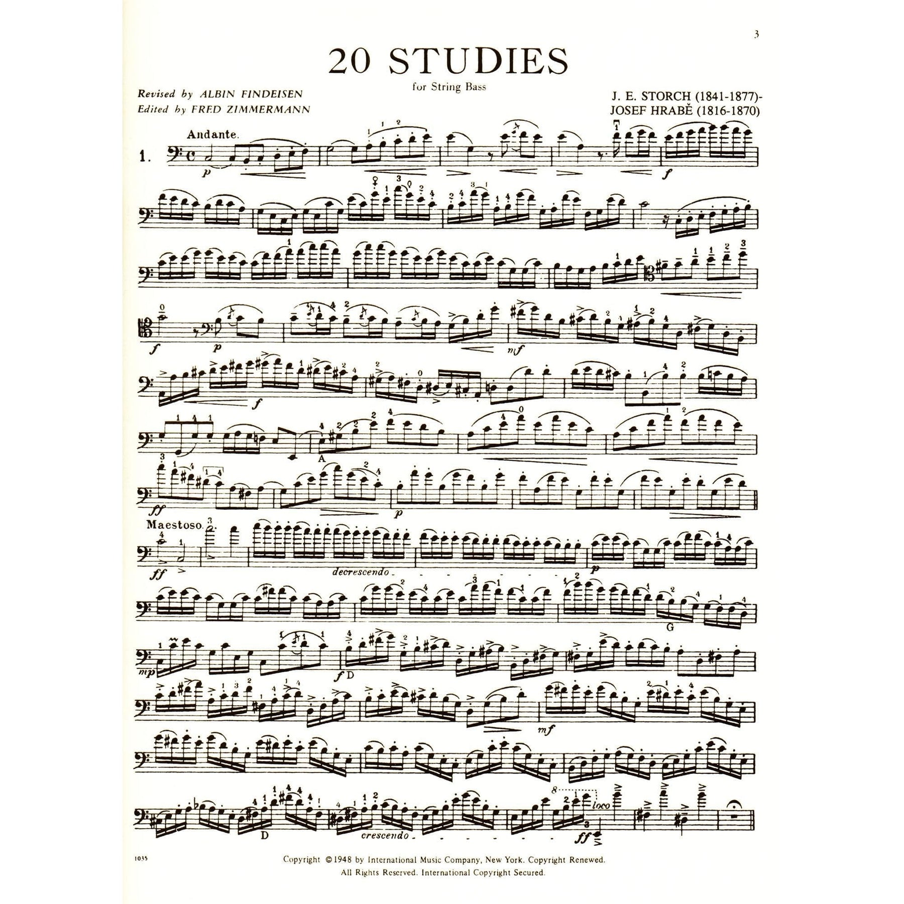 Storch/Hrabe - 57 Studies, Volume 2 For Bass Published by International Music Company