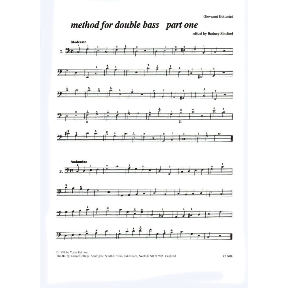 Bottesini, Giovanni - Method For Double Bass Part 1 - Yorke Edition