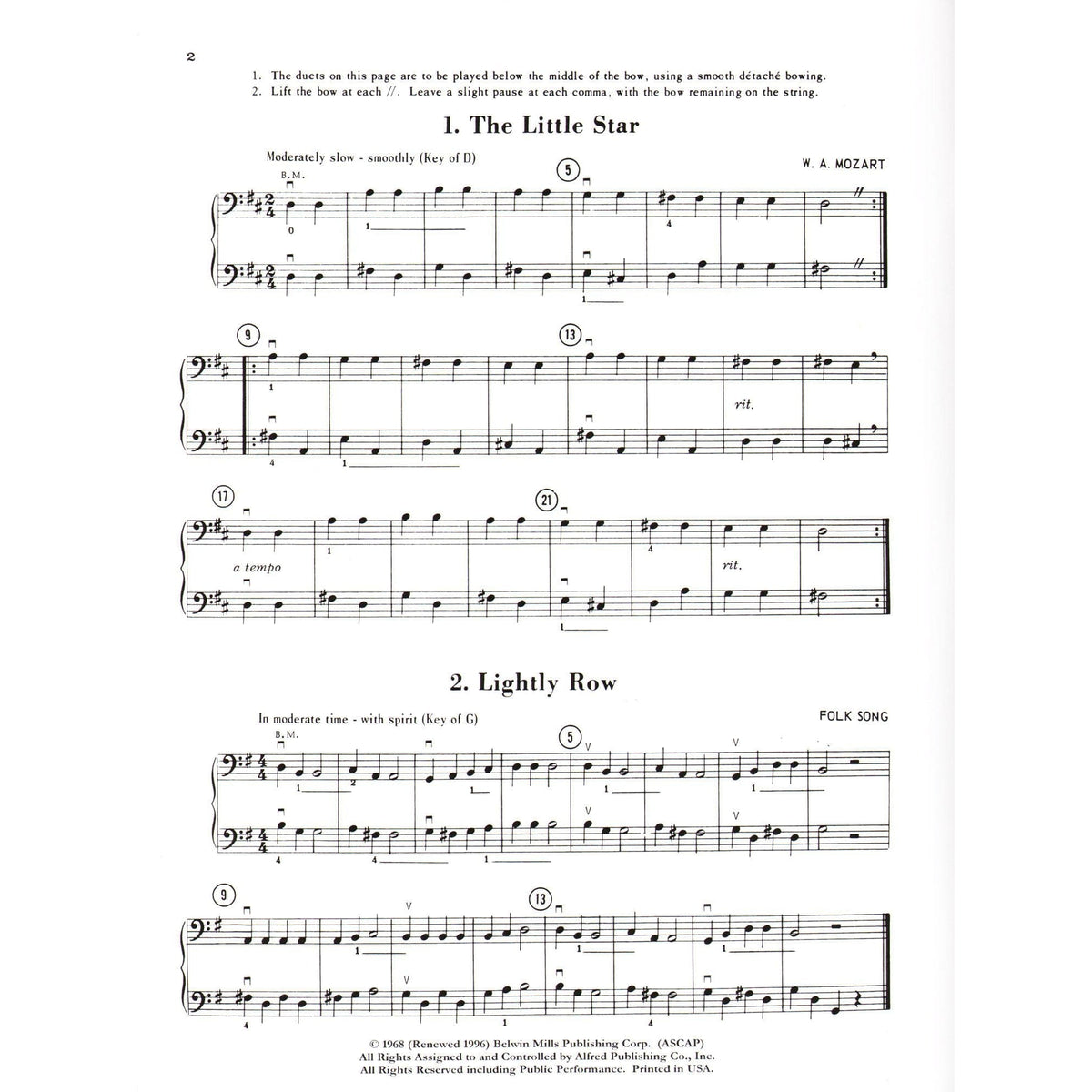 Applebaum, Samuel - Beautiful Music For Two String Instruments - Volume 1 for Double Bass - Belwin/Mills Publication
