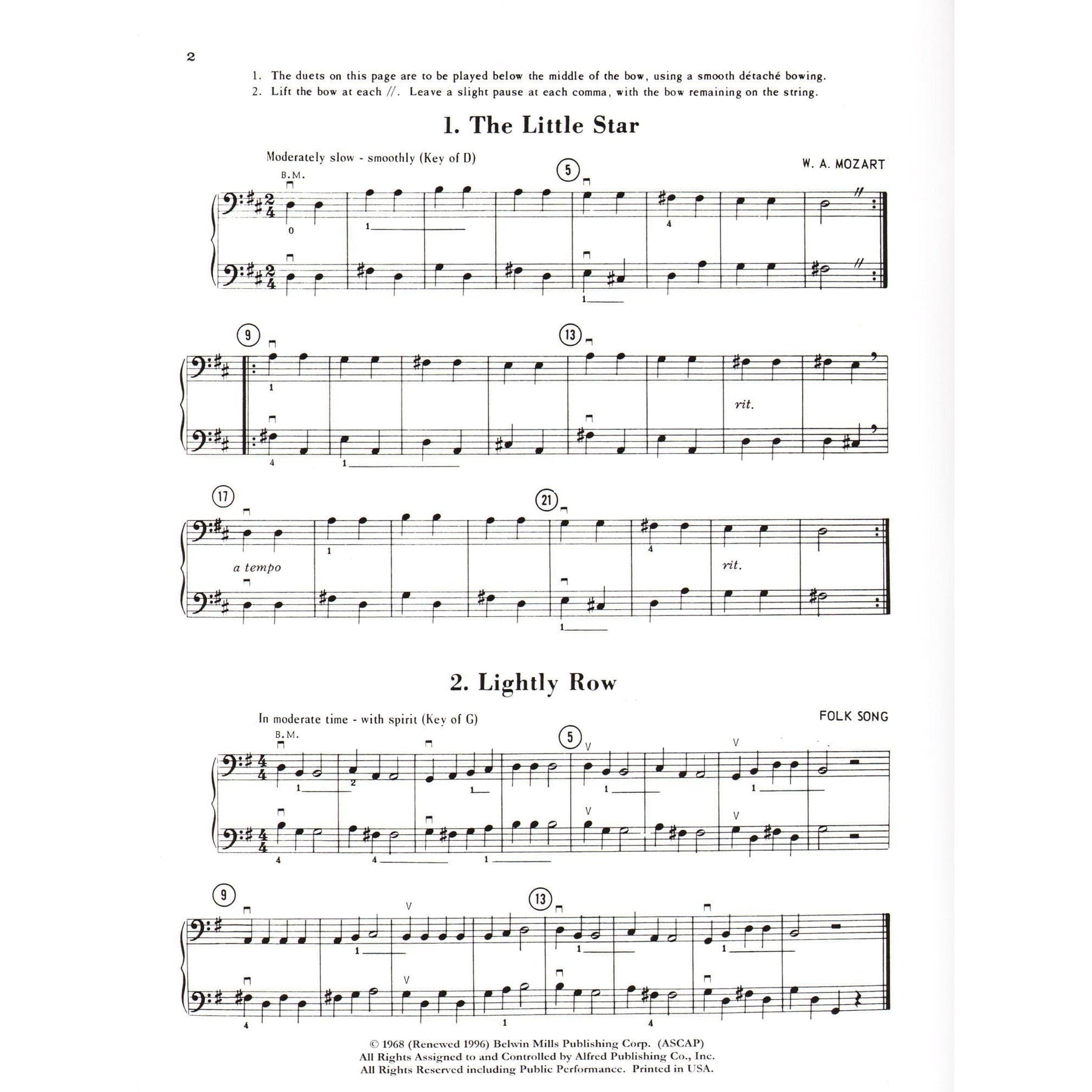 Applebaum, Samuel - Beautiful Music For Two String Instruments - Volume 1 for Double Bass - Belwin/Mills Publication