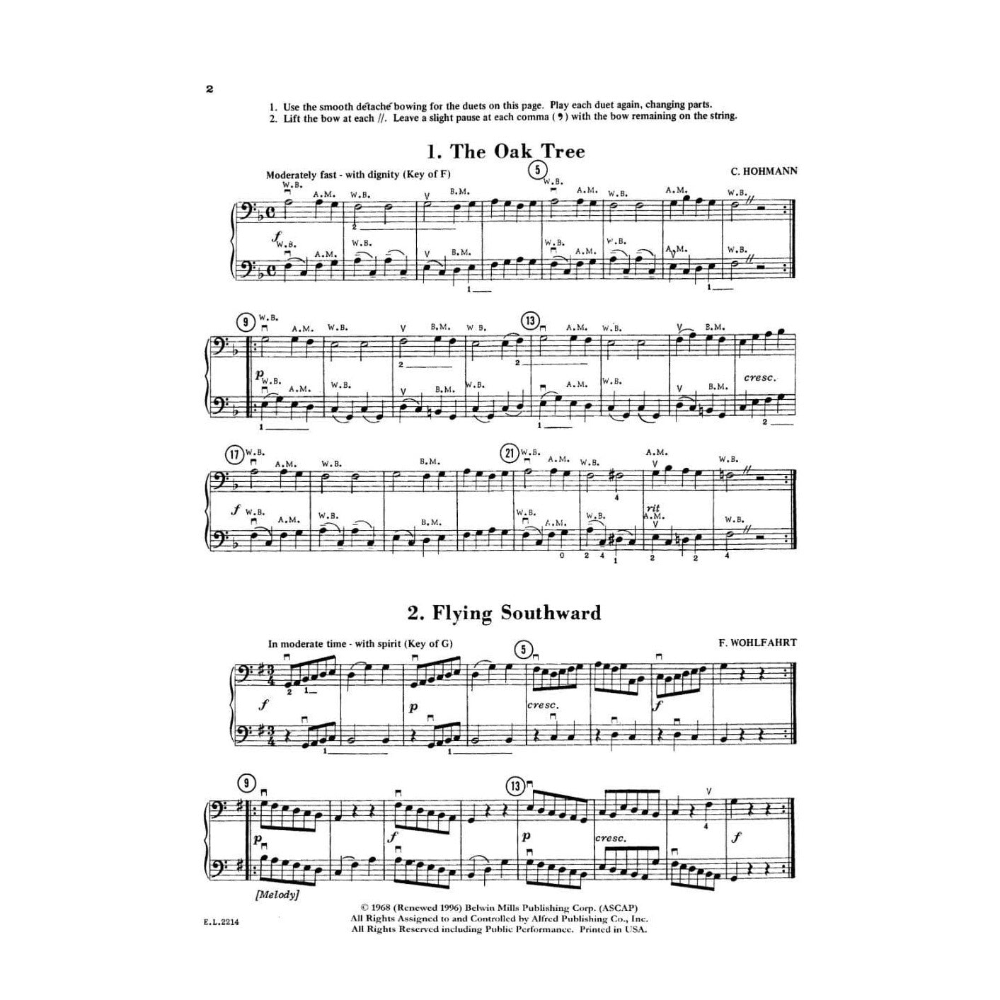 Applebaum, Samuel - Beautiful Music For Two String Instruments - Volume 2 for Double Bass - Belwin/Mills Publication