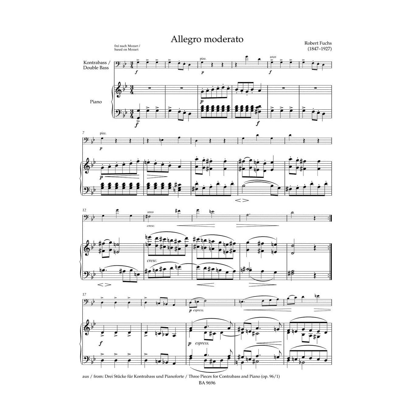 Double Bass Collection: Concert Pieces for Double Bass and Piano - edited by J Peter Close and Holger Sassmannshaus - Barenreiter