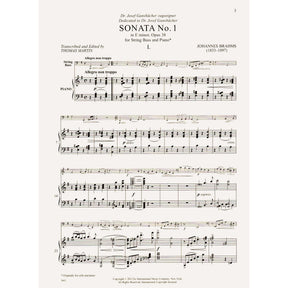 Brahms, Johannes - Sonata No. 1 in E minor, Opus 38 - for Bass and Piano - edited by Thomas Martin - International