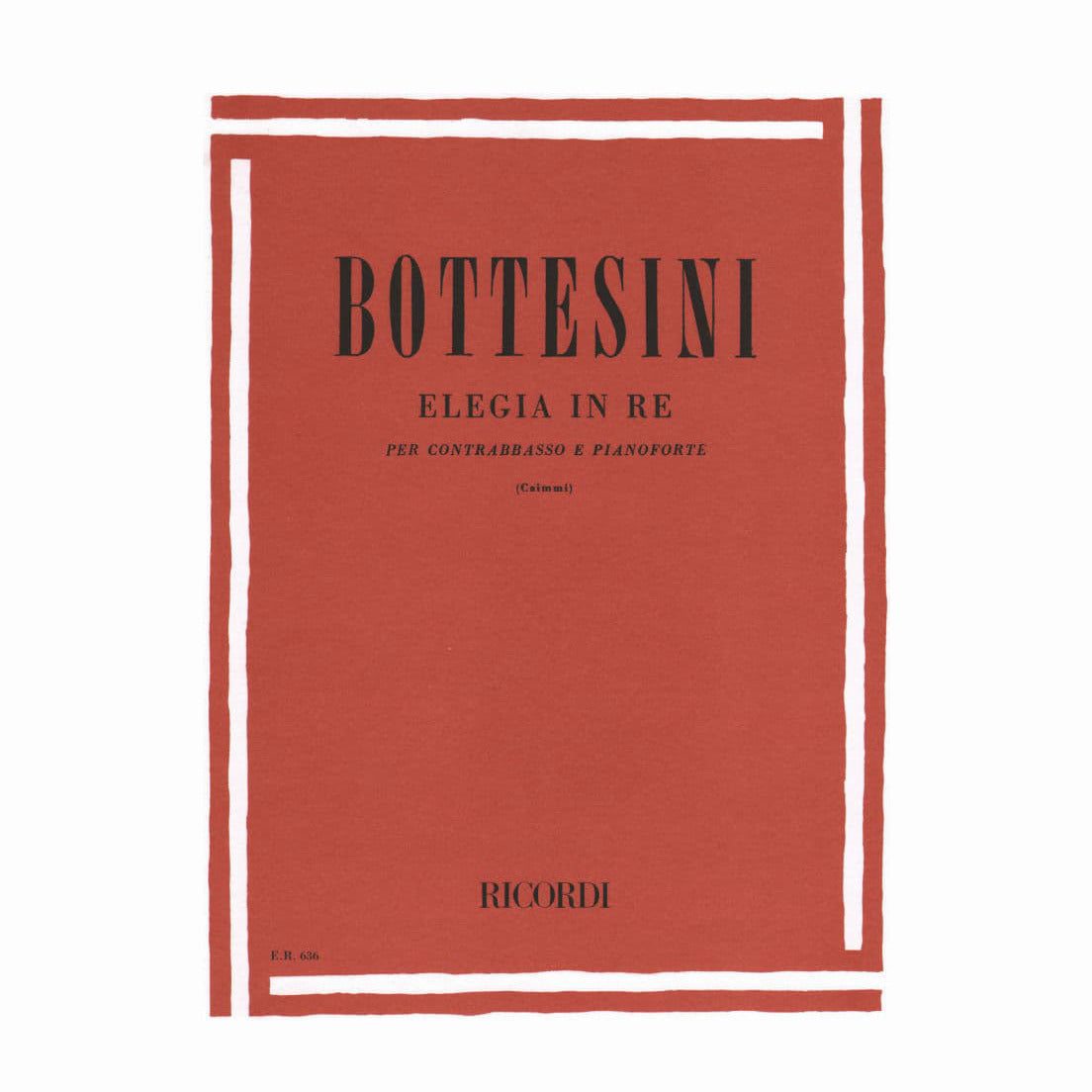 Bottesini, Giovanni - Elegy In D Major for Double Bass and Piano - Ricordi Edition