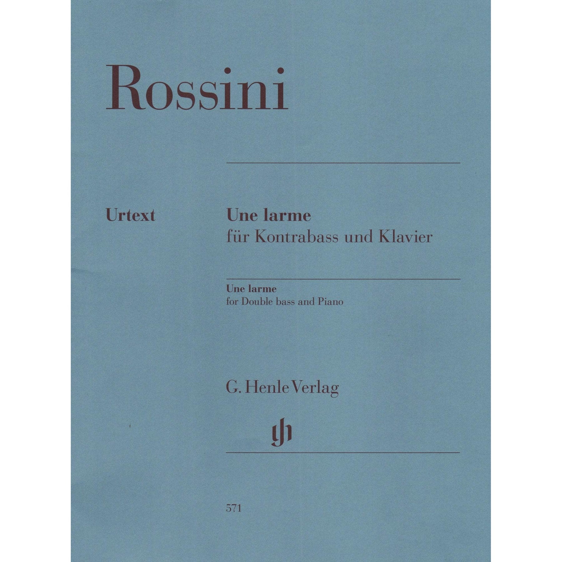 Rossini, G - Une larme - for Double Bass and Piano - G Henle Verlag URTEXT