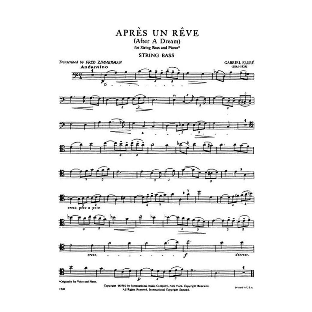 Fauré, Gabriel - Aprés un Rêve ( After a Dream ), Op 7, No 1 - Bass and Piano - edited by Fred Zimmermann - International Edition
