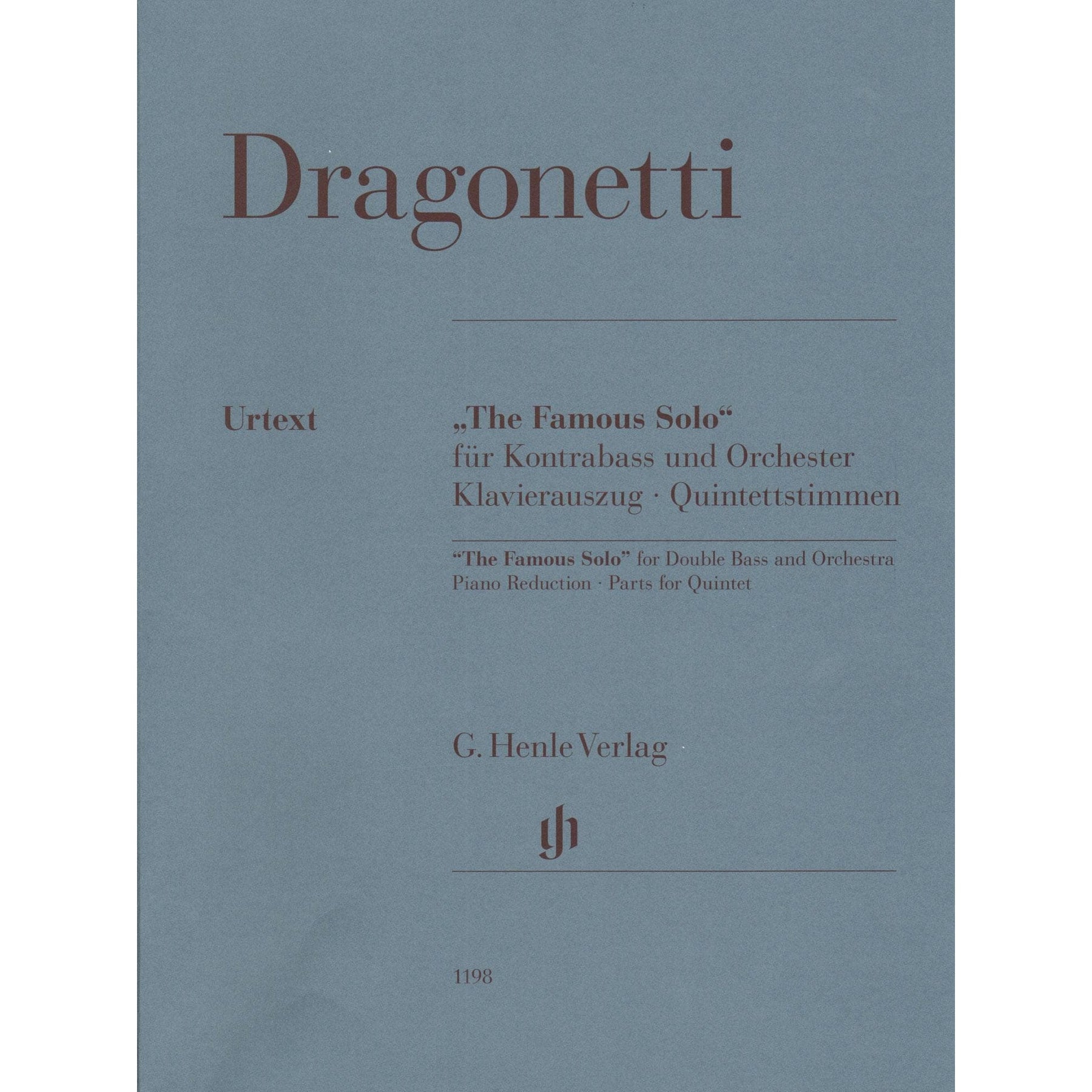 Dragonetti, Domenico - "The Famous Solo" for Double Bass - Double Bass and Piano - edited by Tobias Glöckler - G. Henle Verlag