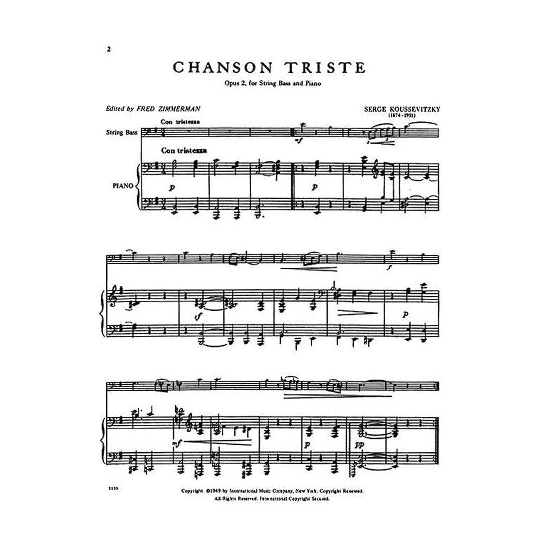 Koussevitzky, Serge - Chanson Triste, Op 2 - Bass and Piano - edited by Fred Zimmermann - International Music Co
