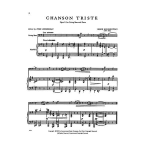 Koussevitzky, Serge - Chanson Triste, Op 2 - Bass and Piano - edited by Fred Zimmermann - International Music Co