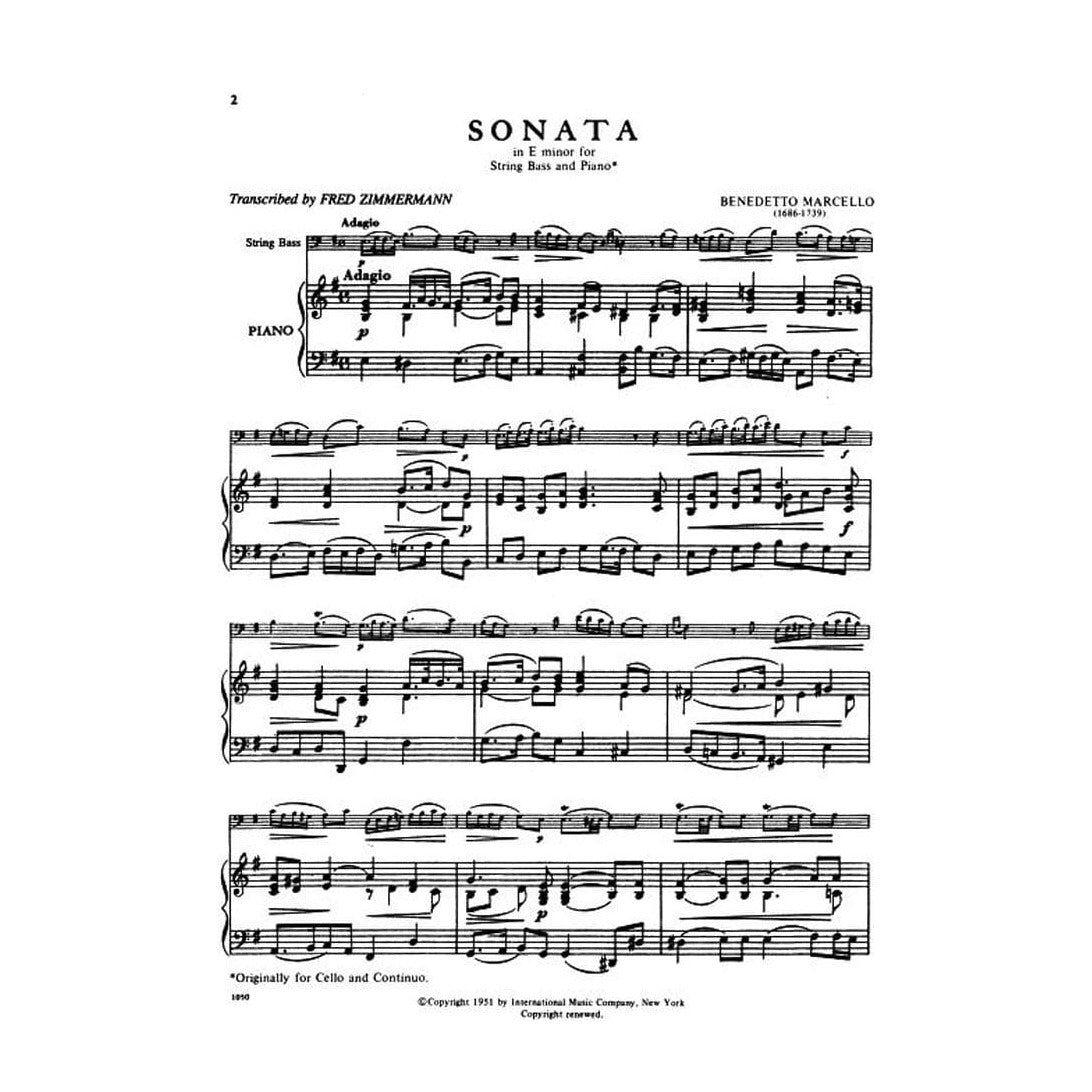 Marcello, Benedetto - Sonata in e minor, Op 1, No 2 - Bass and Piano - edited by Fred Zimmermann - International Music Co