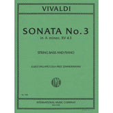 Vivaldi, Antonio - Sonata No 3 in a minor, RV 43 For Bass and Piano Edited by Zimmerman Published by International Music Company