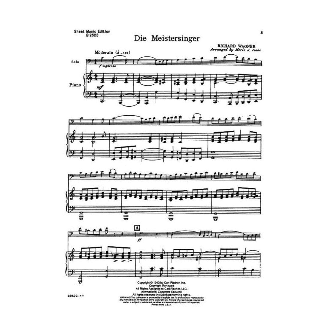 Wagner - The Meistersinger For Bass and Piano Arranged by Isaac Published by Carl Fischer