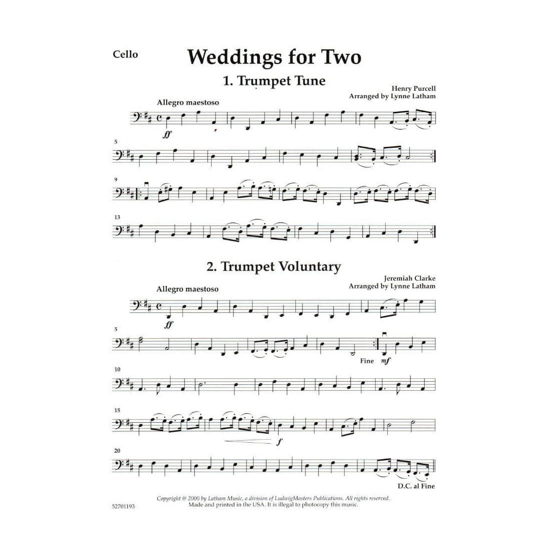 Weddings for Two - Cello part - arranged by Lynne Latham - Latham Music Enterprises