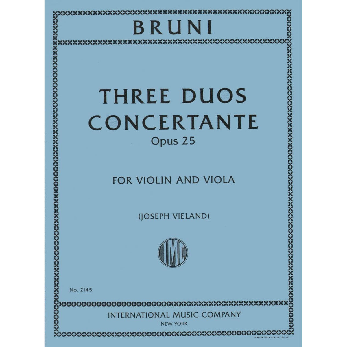 Bruni, A - 3 Duos Concertants Op 25 for Violin and Viola - Arranged by Vieland - International Edition