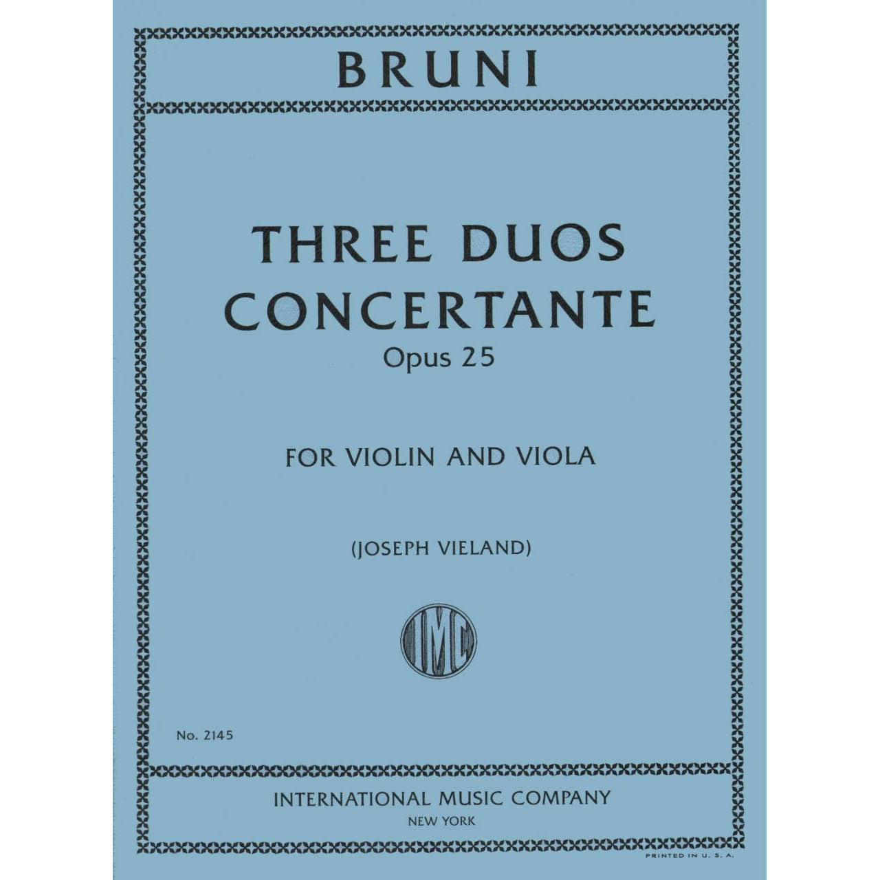 Bruni, A - 3 Duos Concertants Op 25 for Violin and Viola - Arranged by Vieland - International Edition