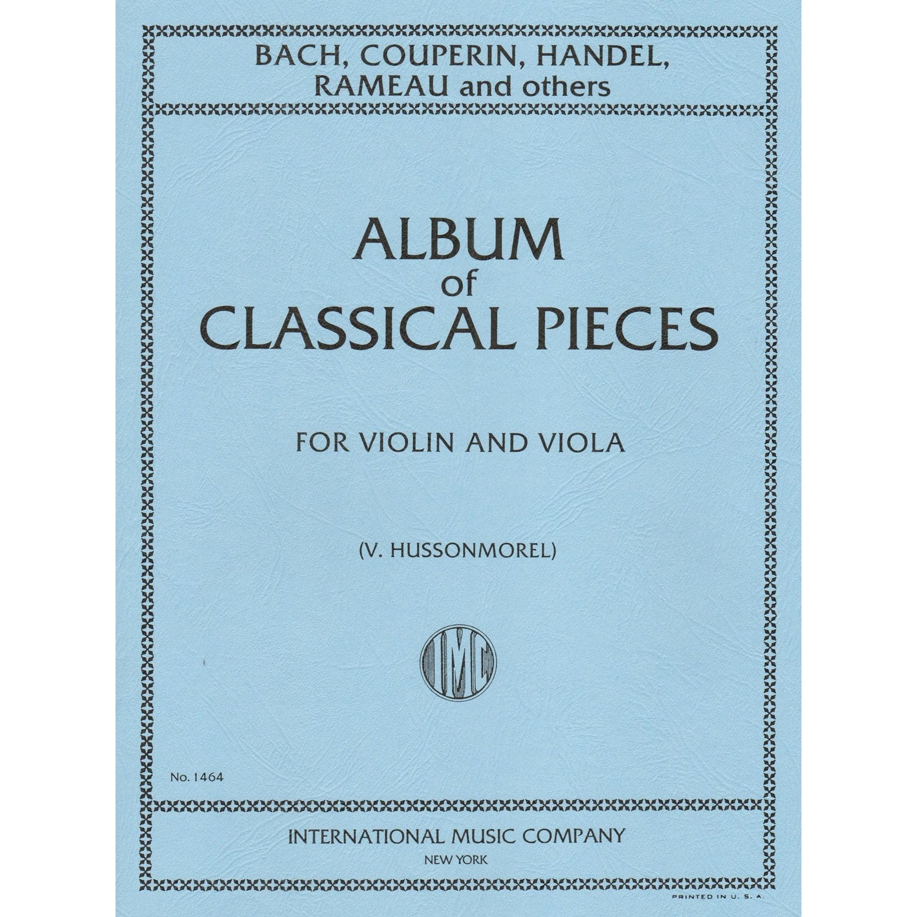 Album of Classical Pieces - Violin and Viola - edited by V Hussonmorel - International Music Co