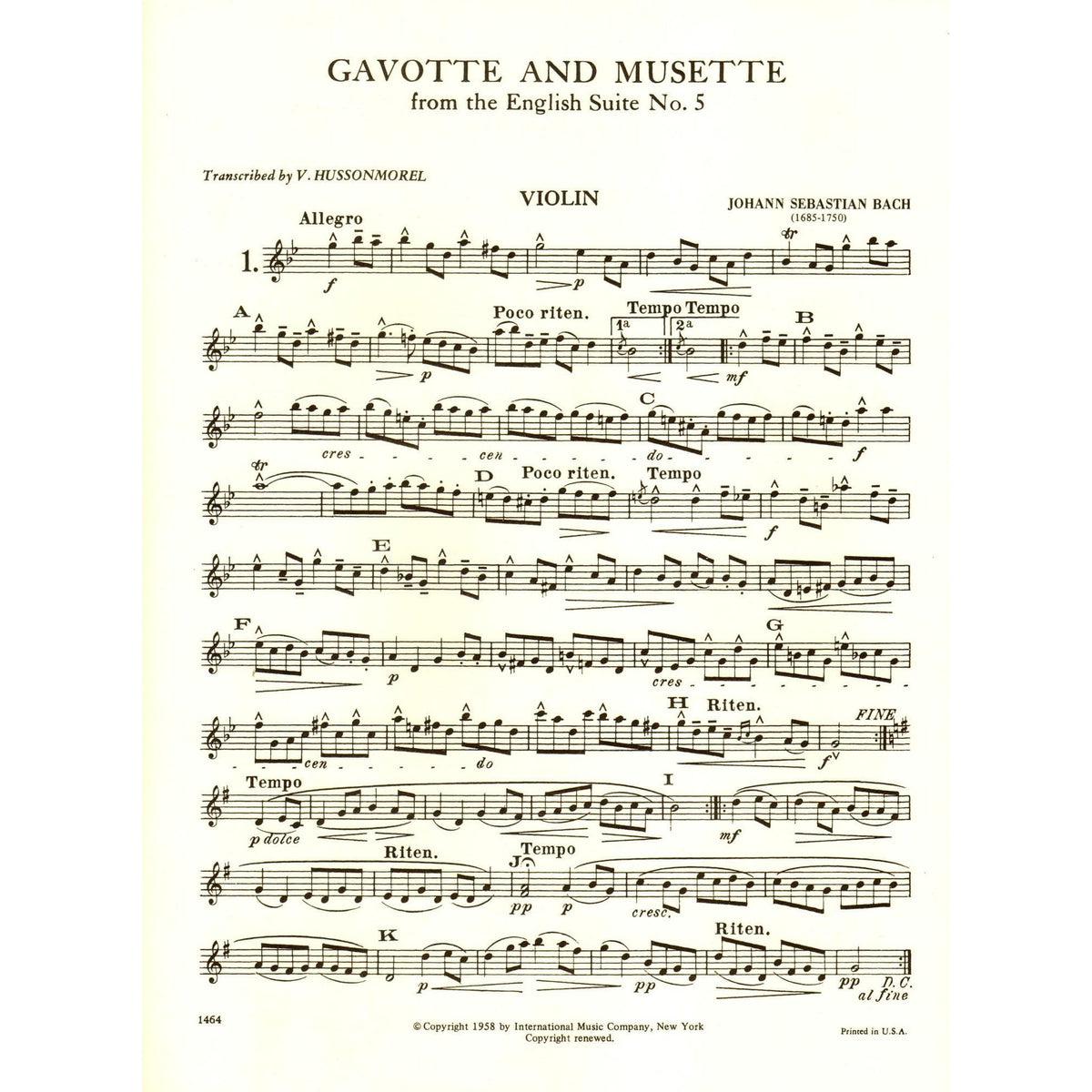 Album of Classical Pieces - Violin and Viola - edited by V Hussonmorel - International Music Co