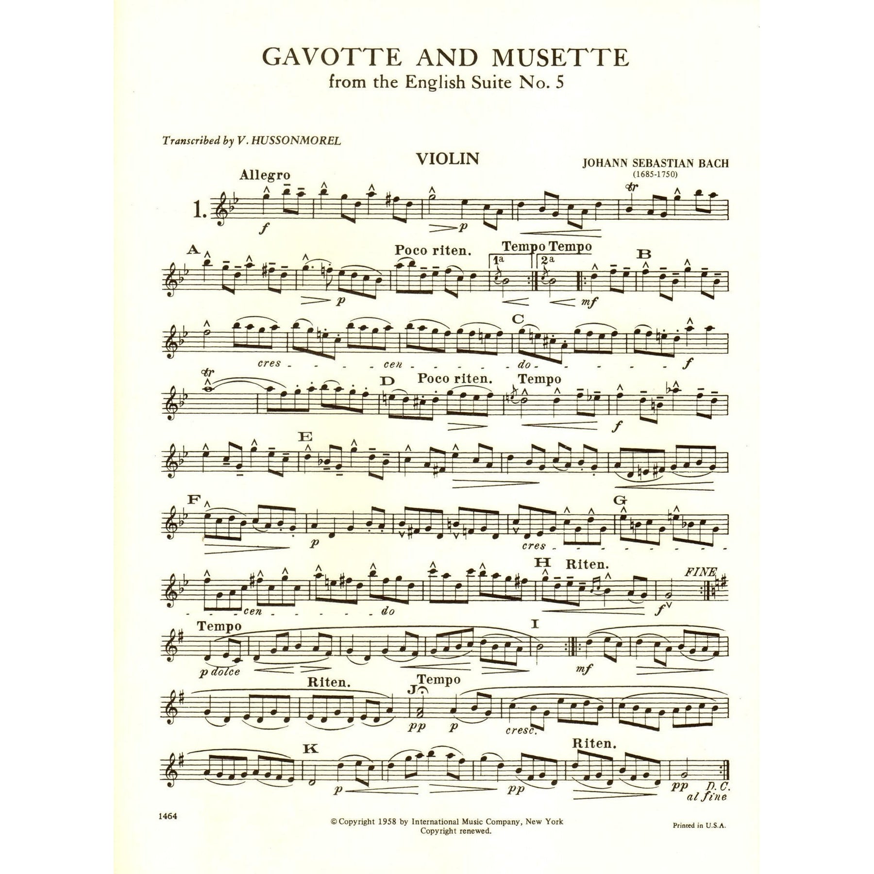 Album of Classical Pieces - Violin and Viola - edited by V Hussonmorel - International Music Co