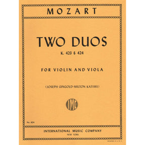 Mozart, WA - Two Duos, K 423 and 424 - Violin and Viola - edited by Josef Gingold and Milton Katims - International Music Co