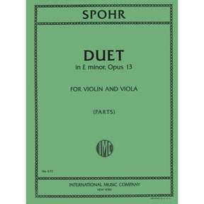 Spohr, Louis - Duet In E Minor, Op 13, for Violin and Viola Published by International Music Company