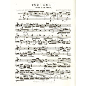 Bach, JS - 4 Duets BWV 802 805 for Violin and Cello - Arranged by Stutschewsky - International Edition