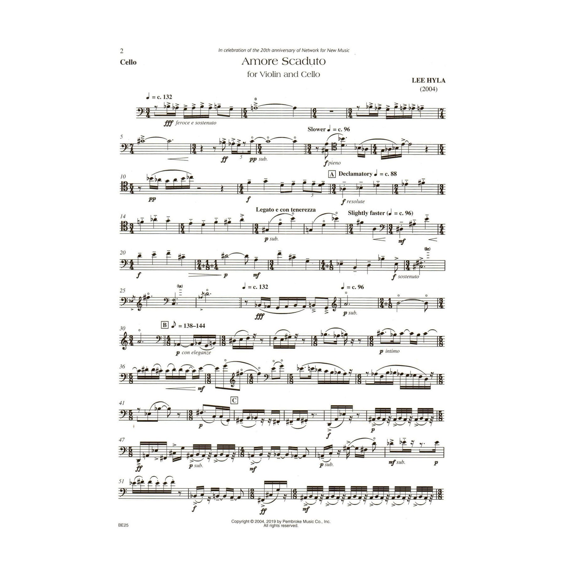 Hyla, Lee - Amore Scaduto - for Violin and Cello - Carl Fischer Edition