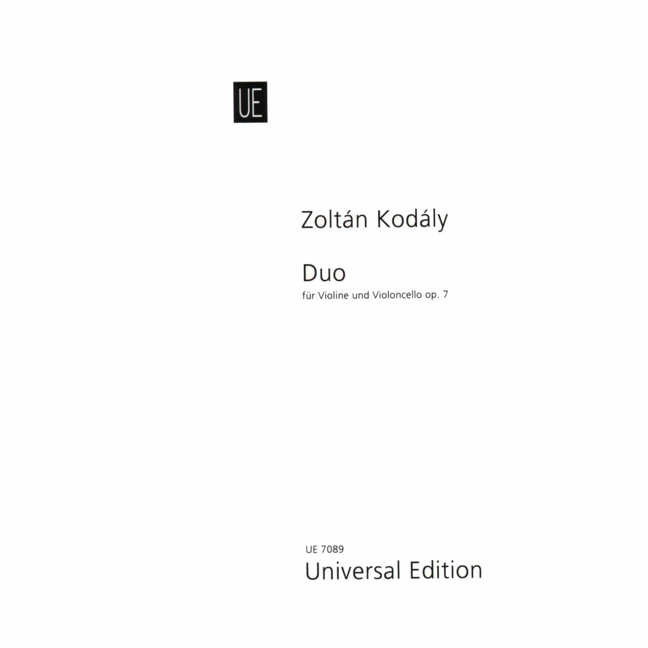Kodály, Zoltán - Duo, Op 7 (1914) - Violin and Cello - Universal Edition