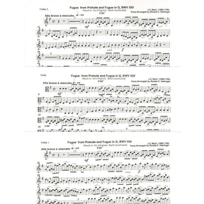 Bach, J.S. - Fugue from Prelude and Fugue in G (BWV 550) - for Two Violins and Viola - arranged by Dishinger - Medici Music Press