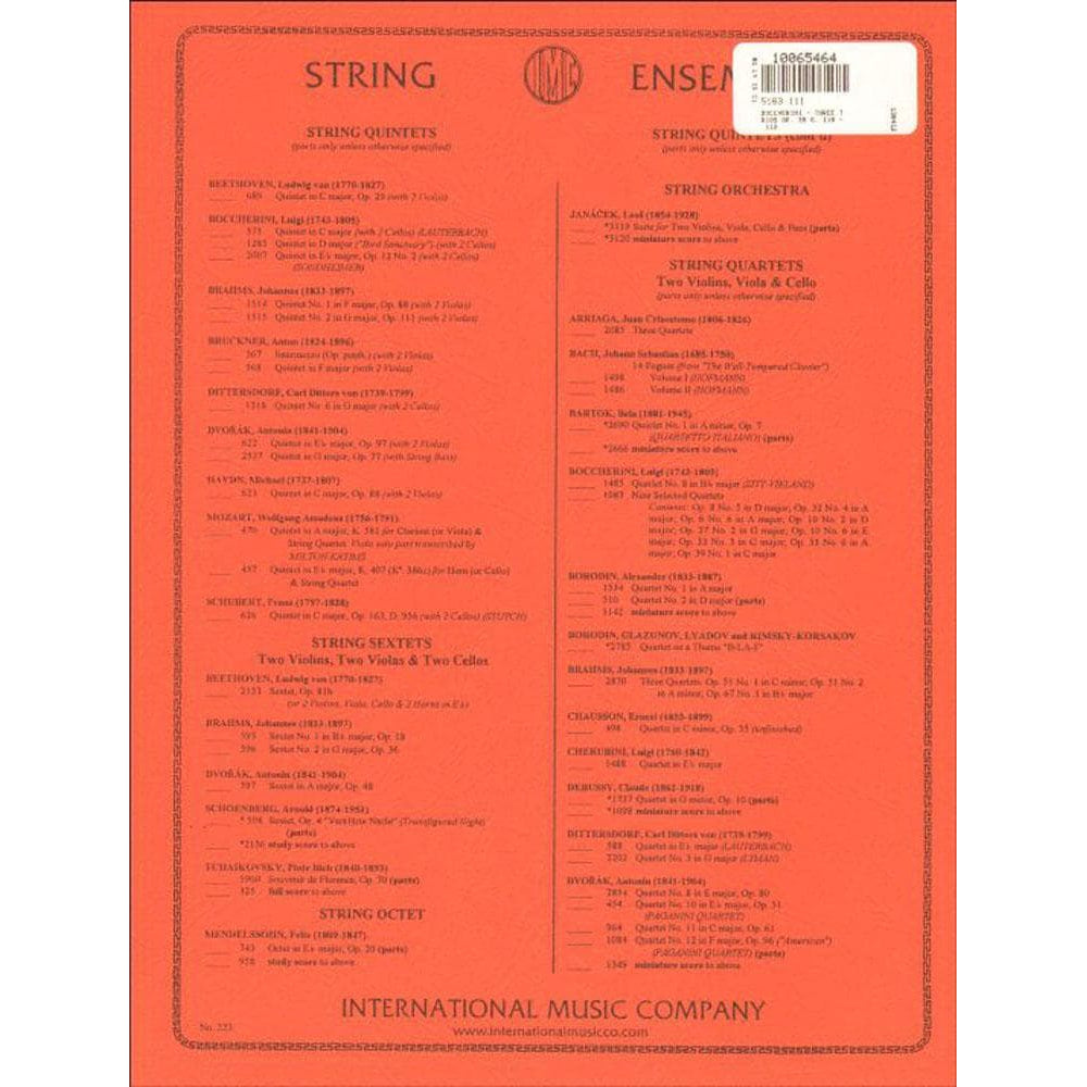 Boccherini, Luigi - 3 Trios Op 38 G 110 - 112 for Violin, Viola and Cello - Arranged by Altmann - International Edition